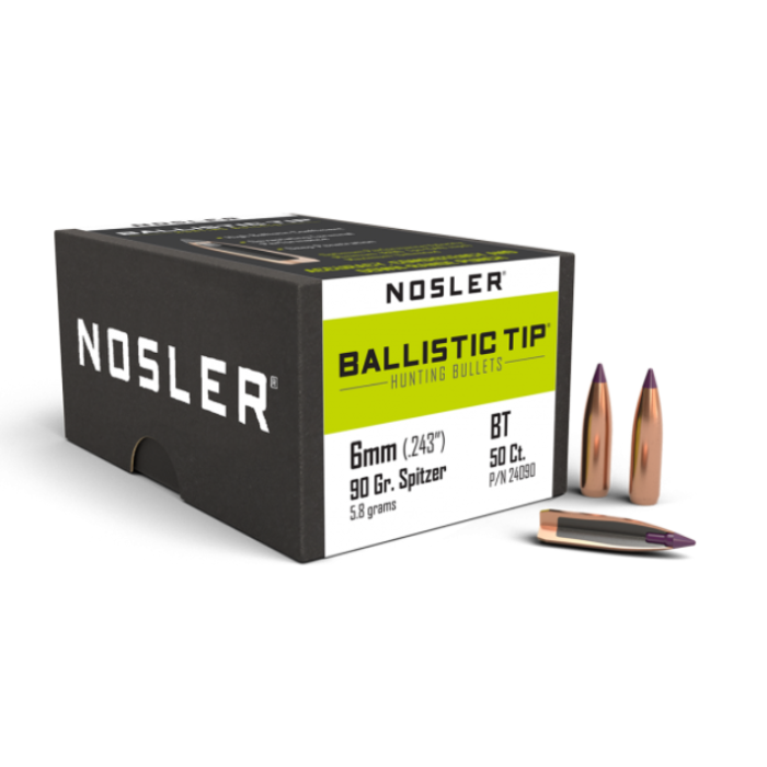 NOSLER Palle Ballistic Tip 243" 90gr SP Purple Tip #24090 (50pz)