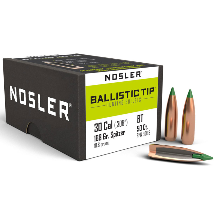 NOSLER Palle Ballistic Tip 308" 168gr SP Green Tip #30168 (50pz)