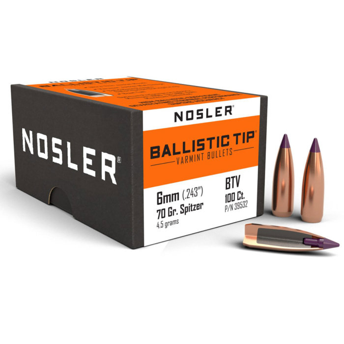 NOSLER Palle Ballistic Tip 243" 70gr SP Purple Tip #39532 (100pz)