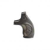 S&W Guance Sintetiche con Inserto in Legno J Round Falconia Black with Silverblack Checkered Insert